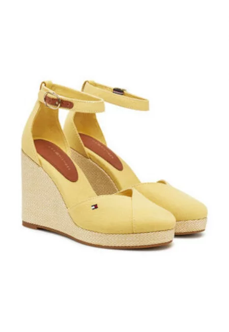 Дамски обувки -  жълти - текстил - плосък ток -