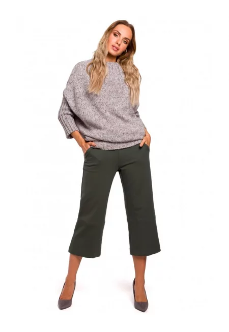 Дамски пуловер -  Акрил/Полиамид/Вълна - Сив