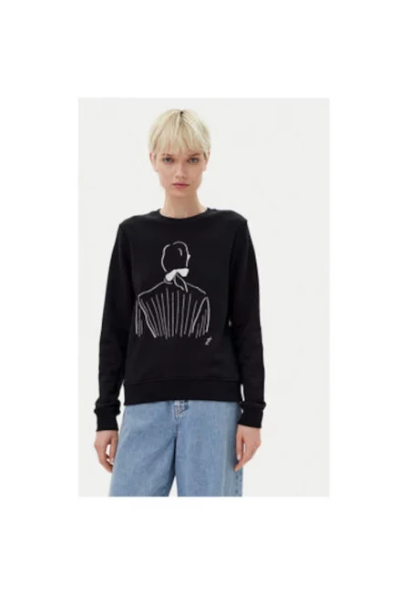 Дамски суитшърт  A2W20056 - Органичен памук - Черен
