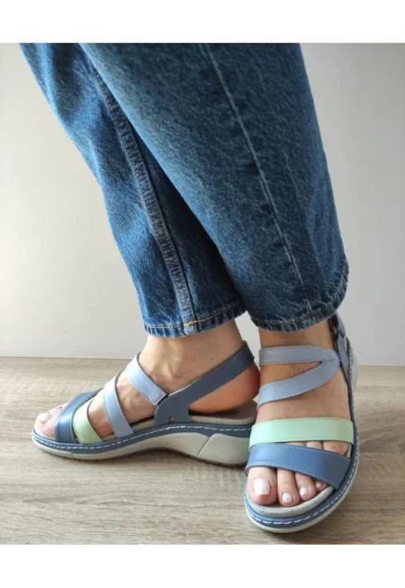 Ежедневни дамски сандали  18010T Azores 07-N сини + вернил - сини