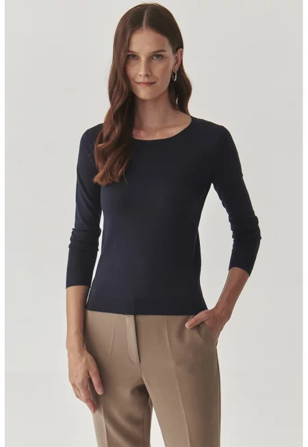 Фино плетен пуловер Tessini - Ултрамарин синьо