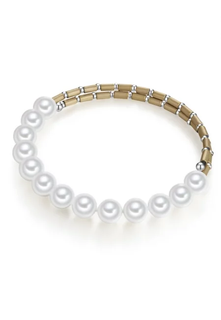 Гривна с перли - Бял