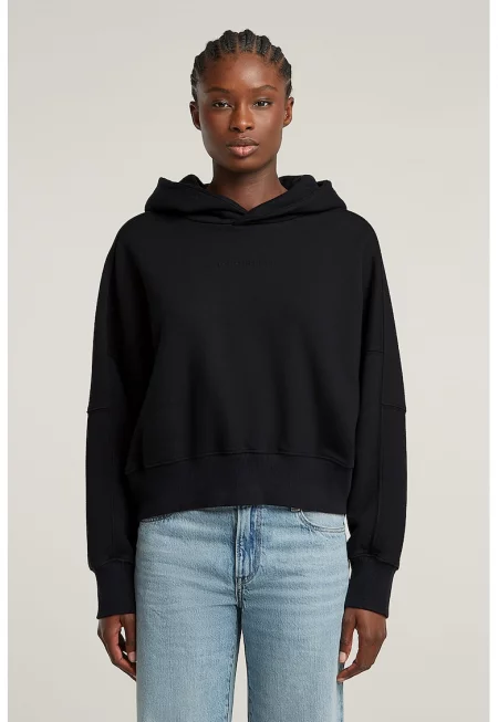 Худи от органичен памук с лого - Черен