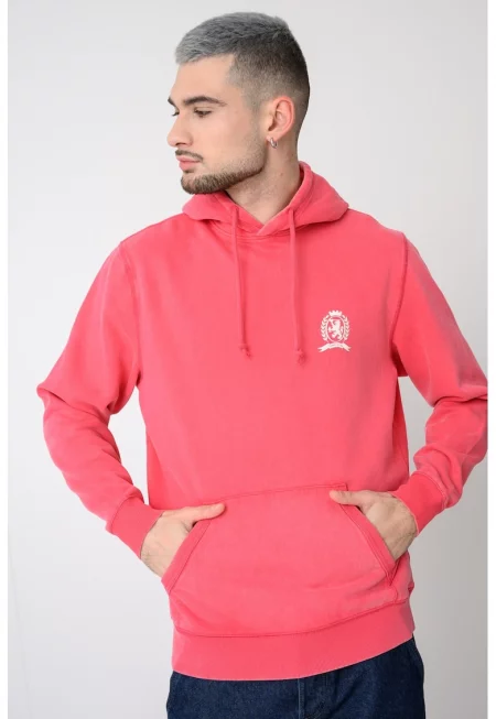 Худи с джоб кенгуру и лого - Розово