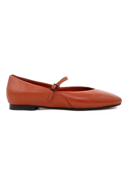 July Leather Flats With Square Toe - Оранжев