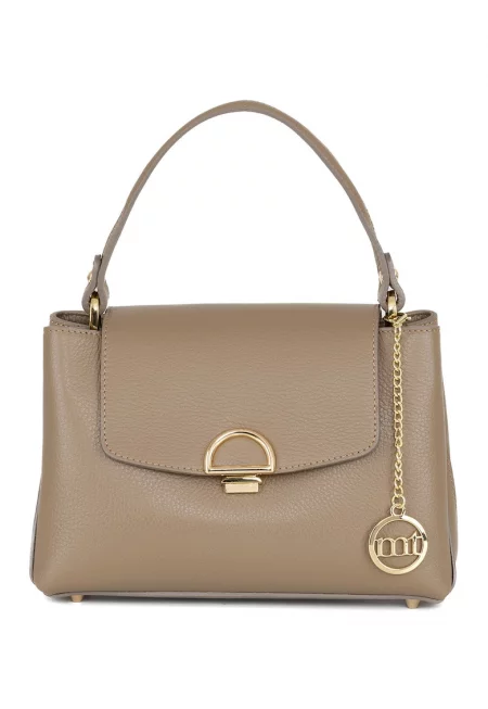 Кожена чанта с аксесоар с лого - Сиво-кафяв