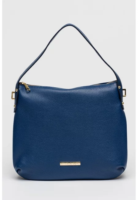 Кожена чанта с допълнителна презрамка - Тъмносин