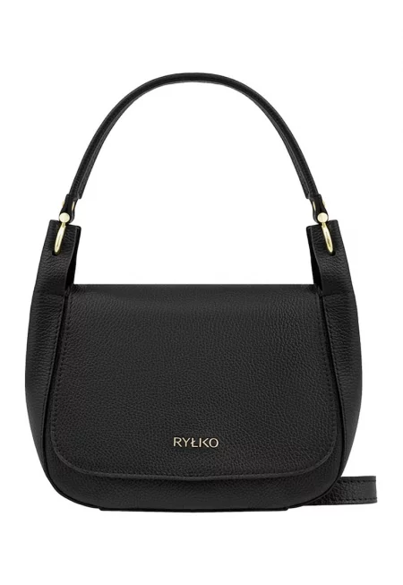 Кожена чанта с лого - Черен