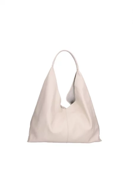 Кожена чанта с несесер с цип - Бежов