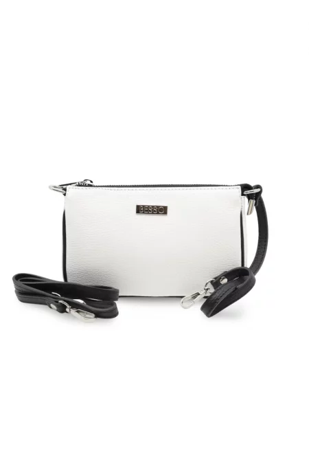 Linea Leggera Leather Handbag - Бял - 21.5X13x3