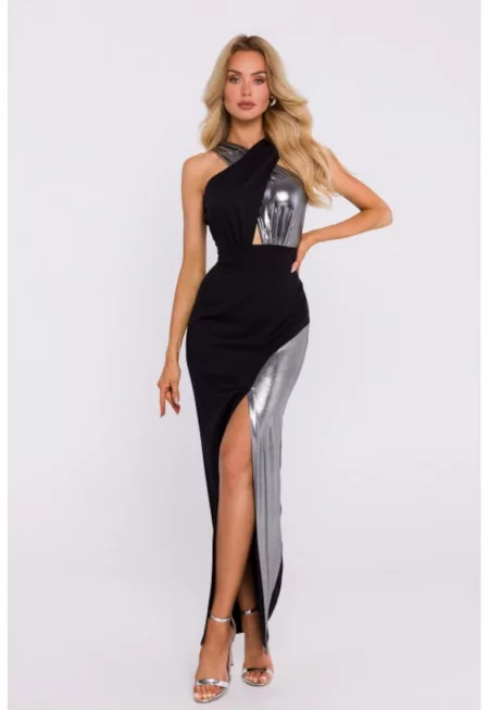 Макси рокля от комбинирани материали