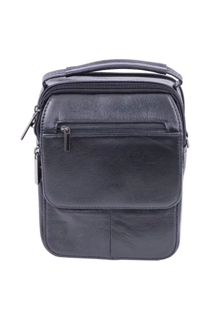Мъжка чанта от естествена черна кожа Hand Carier