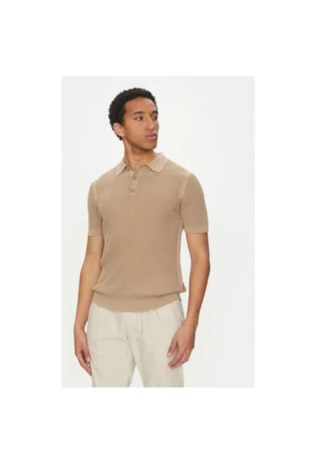 Мъжка поло тениска  Памук - Бежово - Бежов