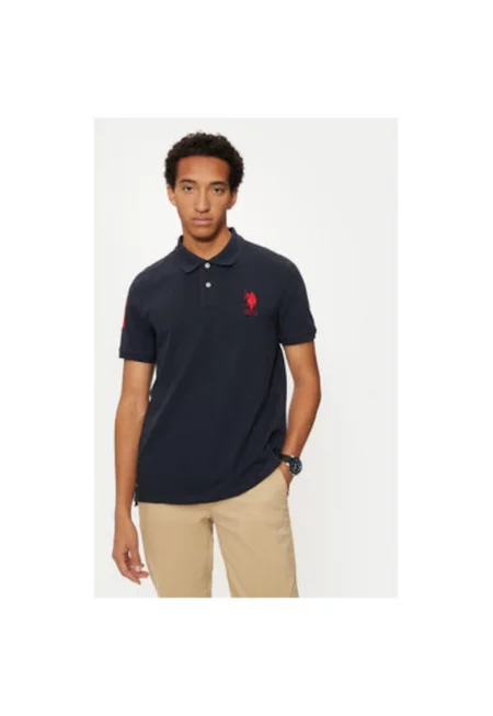 Мъжка тениска - US Polo Assn. - 304797415 - Памук - Син