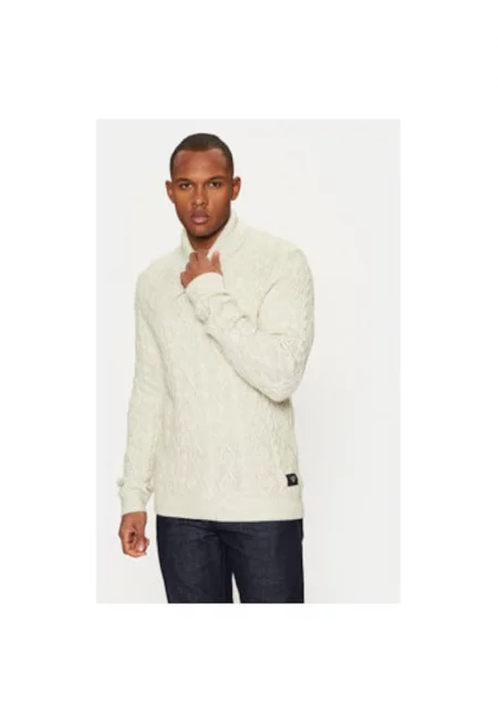 Мъжки пуловер -  304370458 - Памук/Вълна - Бежов - Бежов