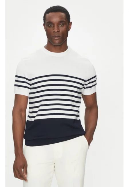 Мъжки пуловер -  305099983 - Модал/Памук/Полиамид - Син - Син