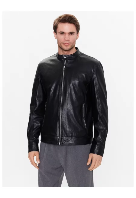 Мъжко яке -  Еко кожа - Черен