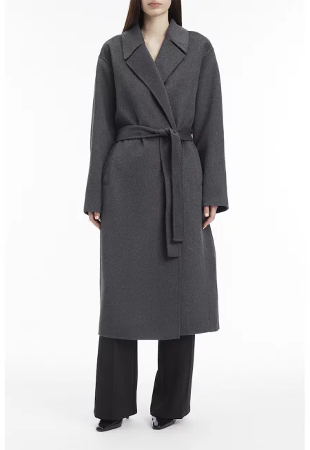 Палто с вълна и раздвоен ревер - Tъмносив