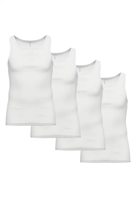 Памучен слим танк топ - 4 броя - Бял