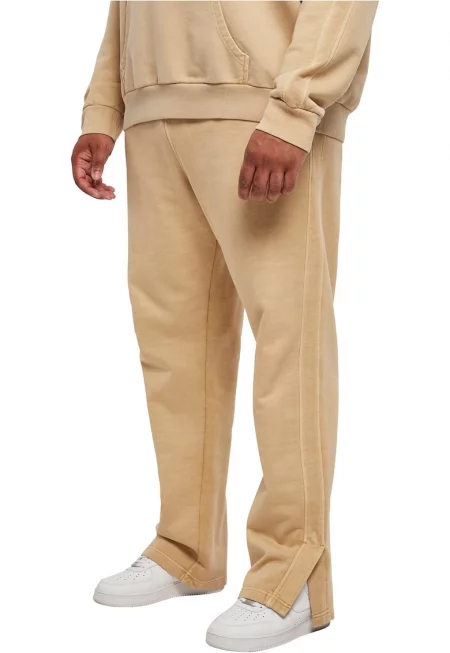 Памучен спортен панталон с цепки - Тъмнобежово