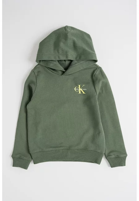 Памучно худи с лого - Папратово зелено