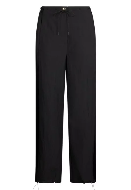 Панталон със сатинирани детайли - Черен