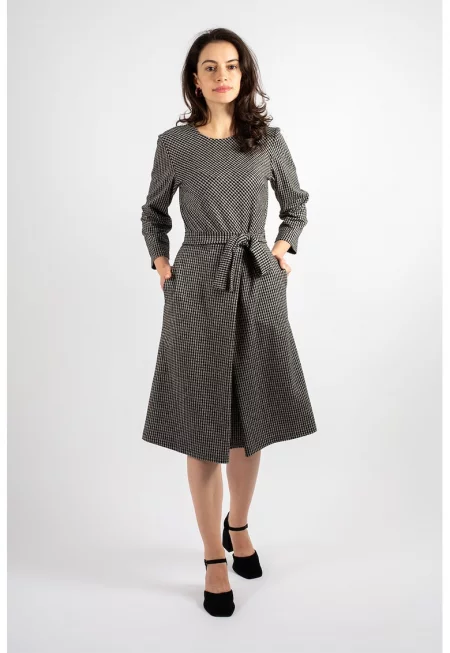 Пепитена рокля Hannah - Черен/Сив