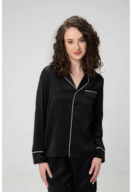 Пижама с контрастни шевове - Черен