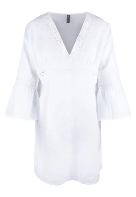 Плажна рокля с шпиц - Бял