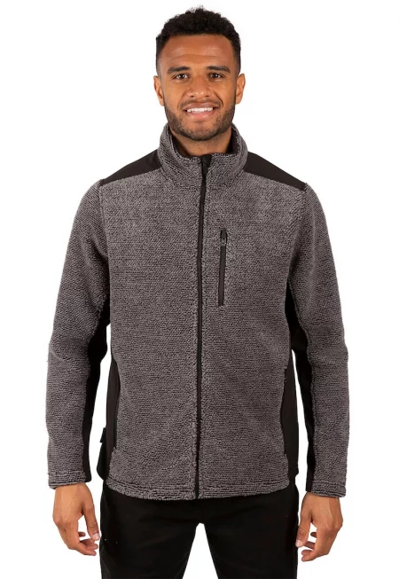 Плетен трекинг суитшърт Faratino с цип - Меланж тъмно сиво