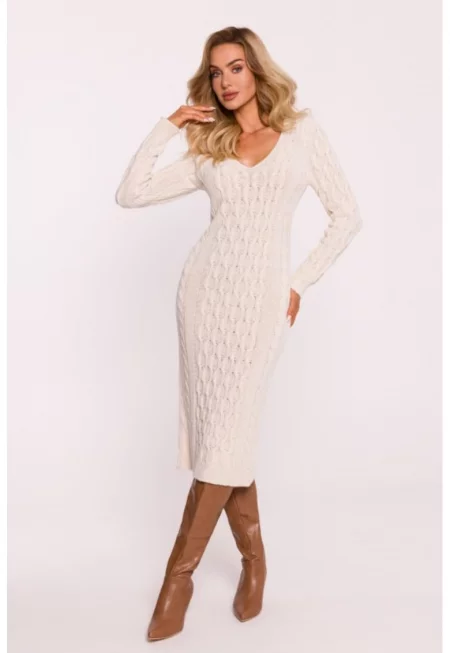 Плетена рокля с V-образно деколте -  One Sizeqwdxz