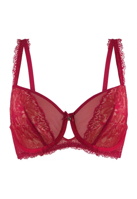 Полупрозрачен сутиен с банели - Червен
