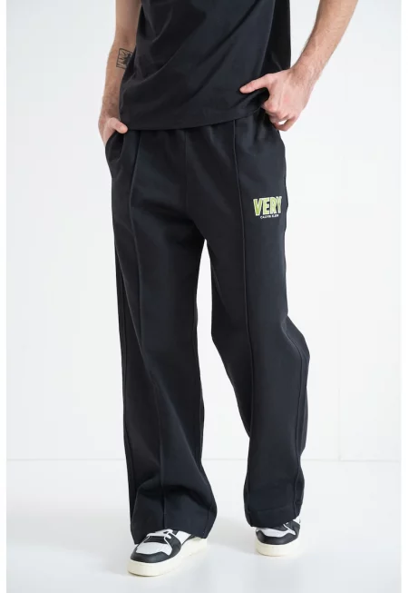 Прав панталон с джобове встрани - Черен