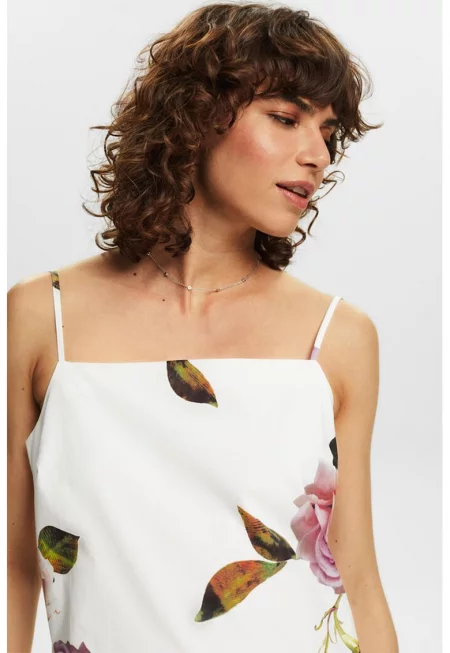 Права къса рокля - Каки/Бял/Розово