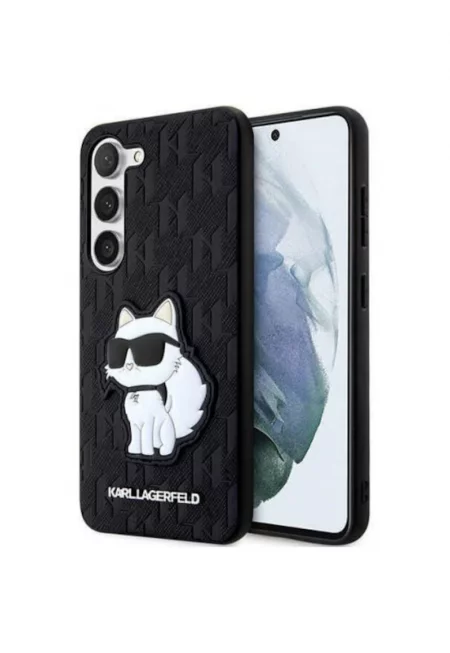 Предпазен калъф  Saffiano Monogram Choupette за Samsung Galaxy S23+ - Черен