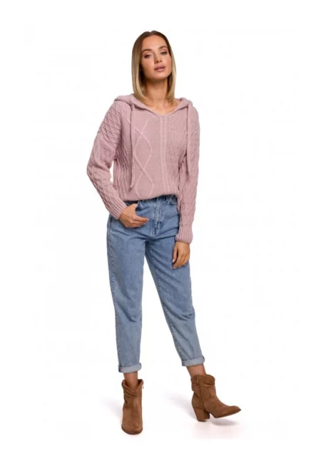 пуловер с качулка - Акрил - Полиамид - Розов