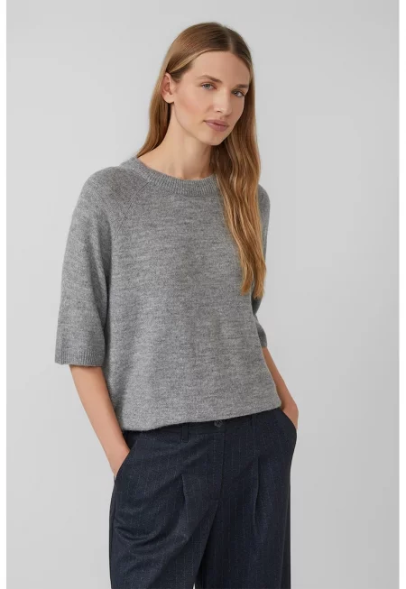 Пуловер с вълна с 3/4 ръкави