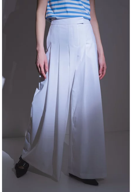 Разкроен дълъг панталон - Крем