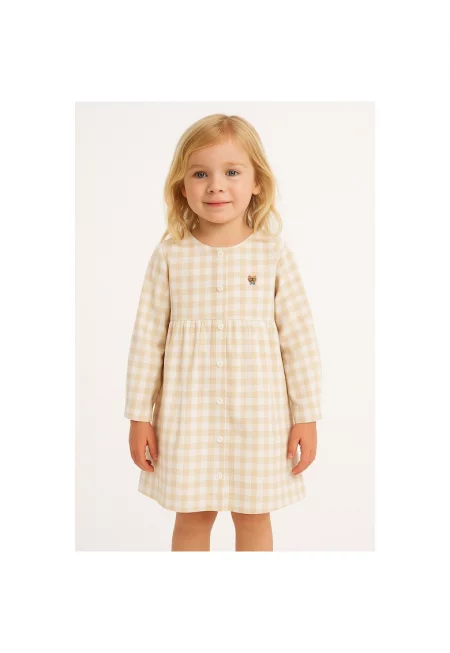 Разкроена карирана рокля