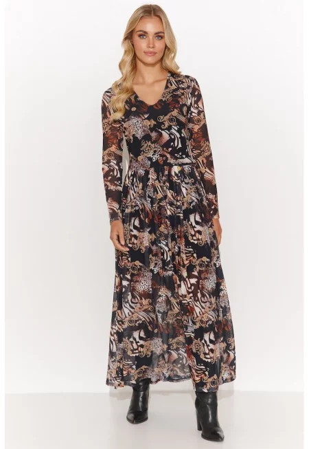 Разкроена рокля с разнообразни щампи