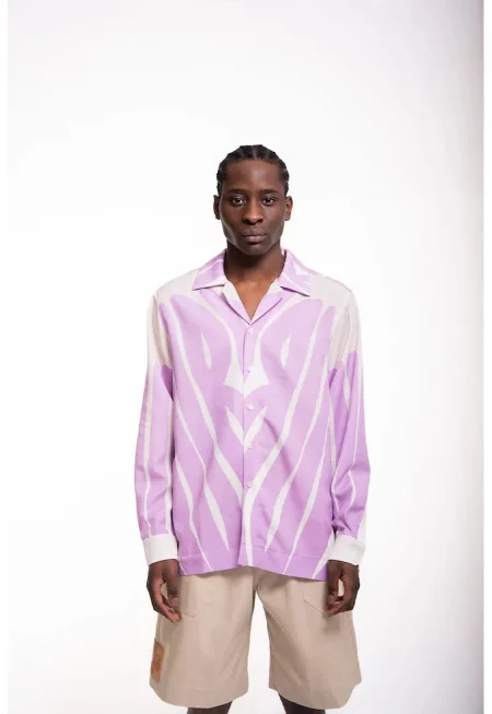 Риза с дълъг ръкав и принт - Лилав