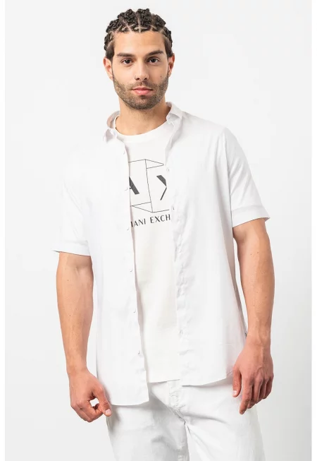 Риза с къси ръкави - Бял