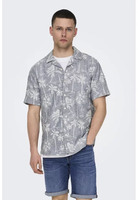 Риза с лен и раздвоен ревер