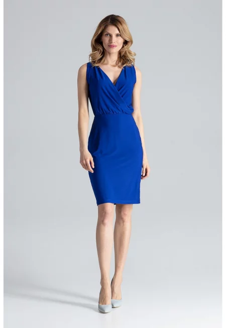 Рокля  елегантна - за кръщене - синя - полиестер