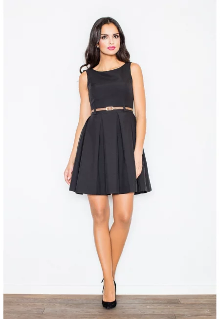 Рокля с прилепнал крой -  черна - без ръкави - полиестер -