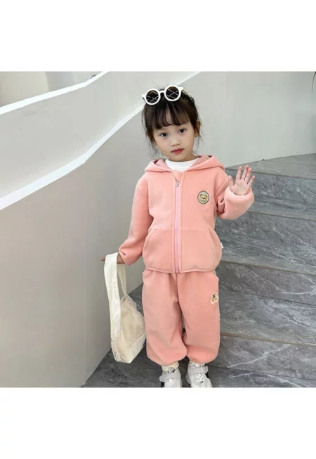 Розов поларен комплект от 2 части за момиче