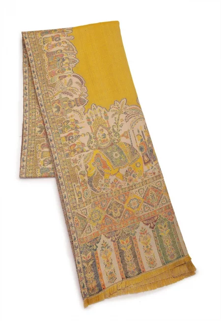 Шал с вълна с ресни - Многоцветен