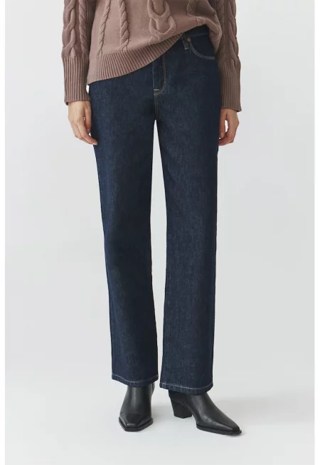 Широки дънки с висока талия - Ултрамарин синьо