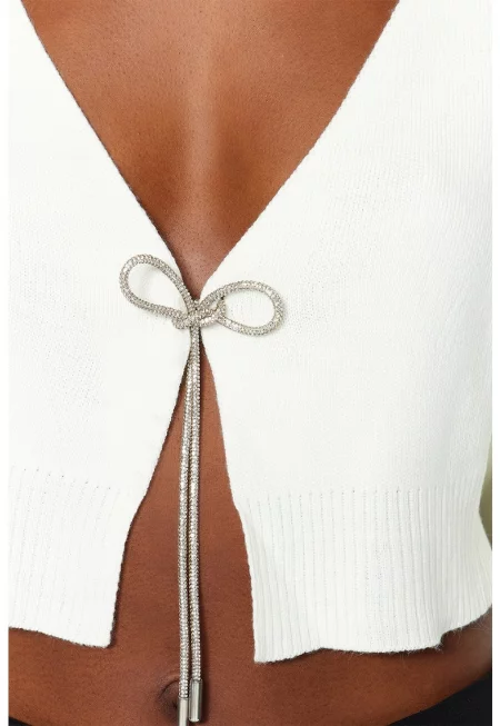 Скъсена жилетка с панделка