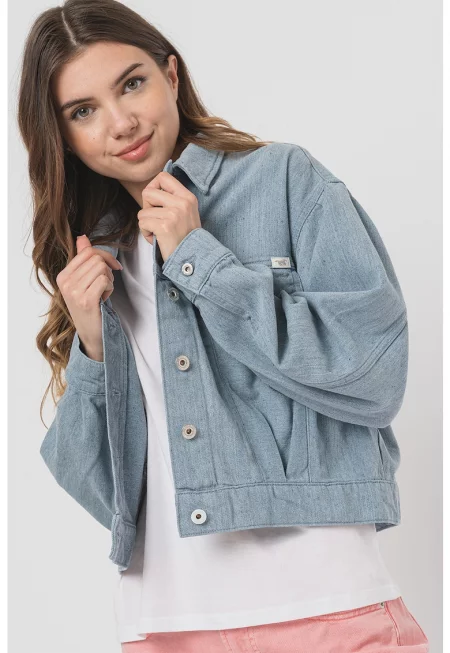 Скъсено дънково яке с копчета